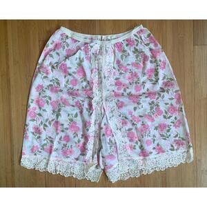 1960s Pettipants Pink & Green Flower Lace Sz 5 XS Nylon Slip Bloomers Panty NOS